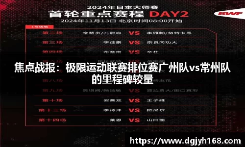 焦点战报：极限运动联赛排位赛广州队vs常州队的里程碑较量